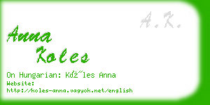 anna koles business card